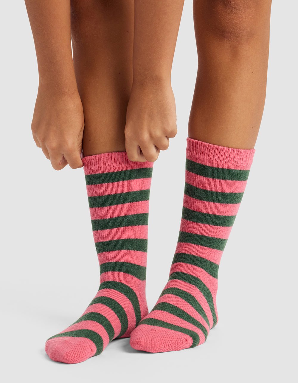 Striped Plush Lounge Calf Sock Last Chance