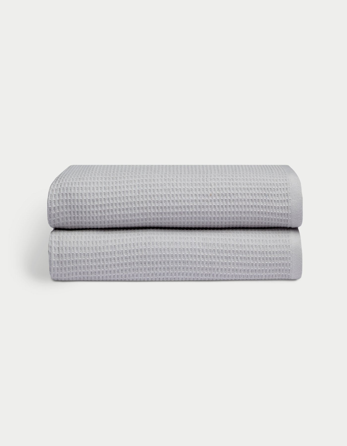 Waffle Bath towels in the color Harbor Mist. Photo of Harbor Mist Waffle Bath towels taken with white background. 