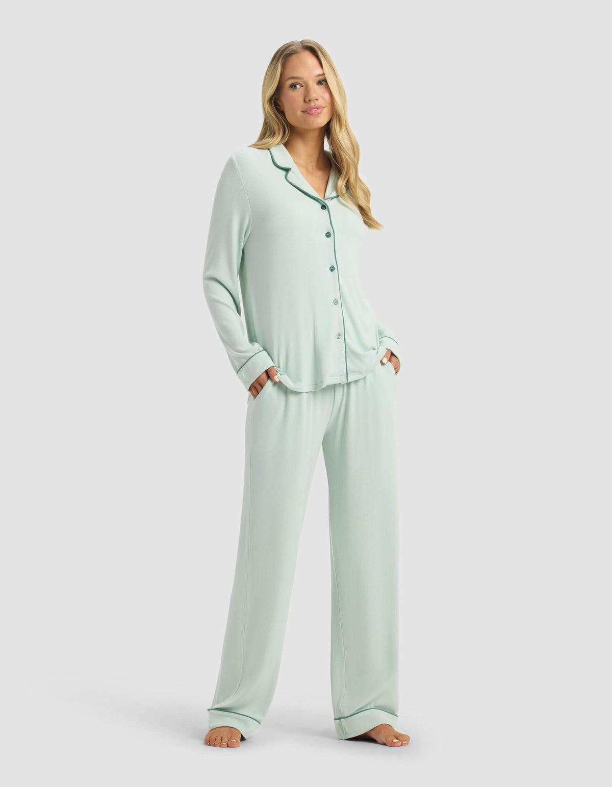 Bamboo Rib Knit Classic Long Sleeve Pajama Set