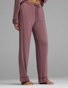 Mauve Cozy Earth Women’s Bamboo Stretch-Knit Pajama Pant featuring an elastic drawstring waistband, side pockets, and dark piping at the cuffs.|Color:Copper Rose