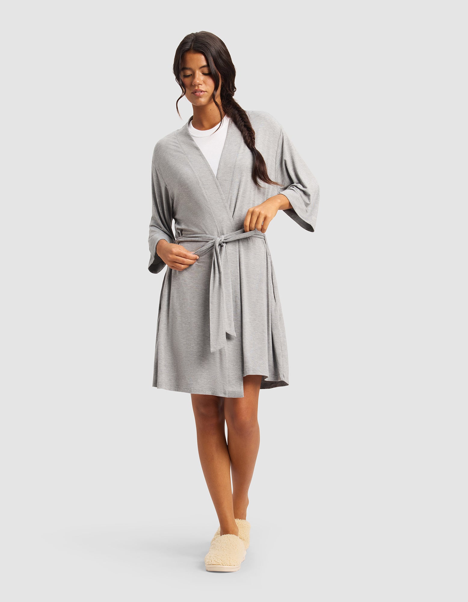 Cozy Earth Women's Bamboo Stretch-Knit Kimono Robe, Ivory / XXXL Cozy Earth Women's Bamboo Stretch-Knit Kimono Robe, Ivory / XXXL