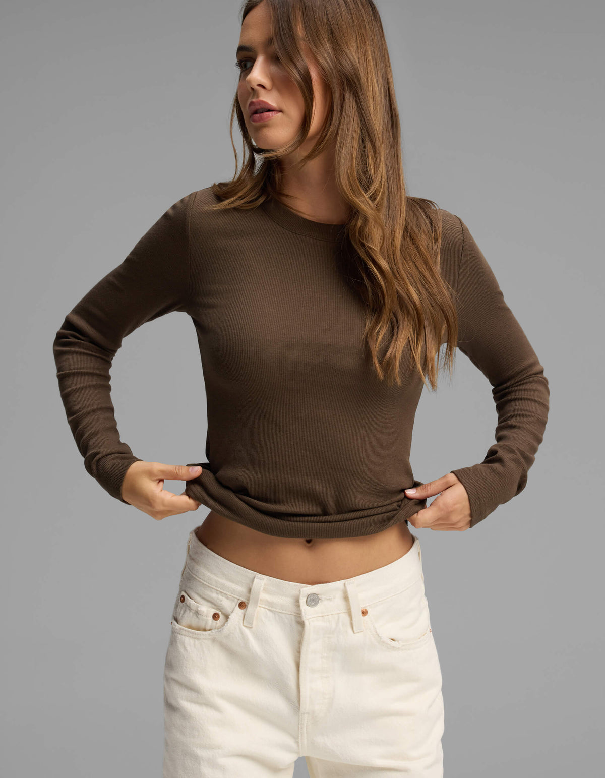 Fine Ribbed Long Sleeve Tee