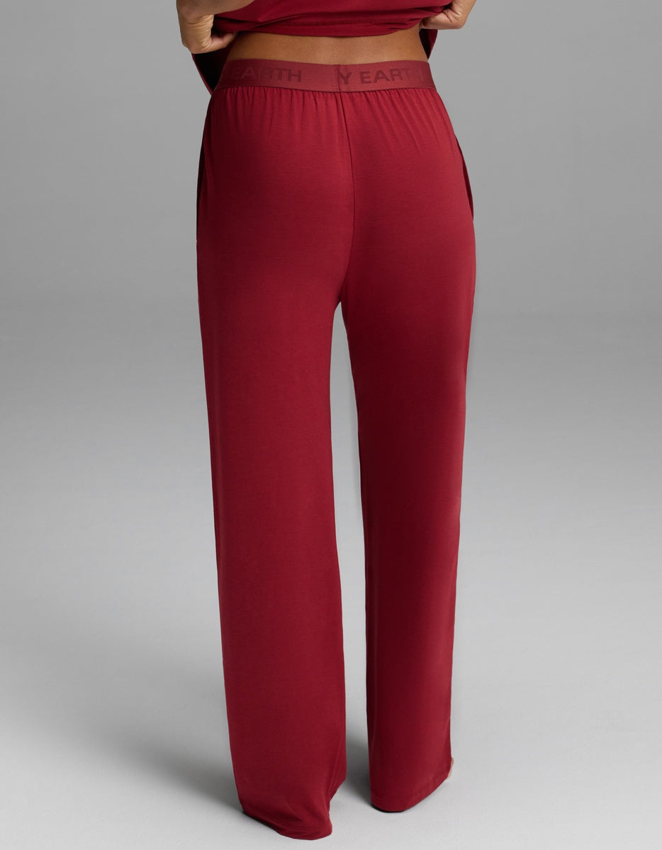 Back view of maroon Women’s First Layer Pajama Pant with an elastic waistband.