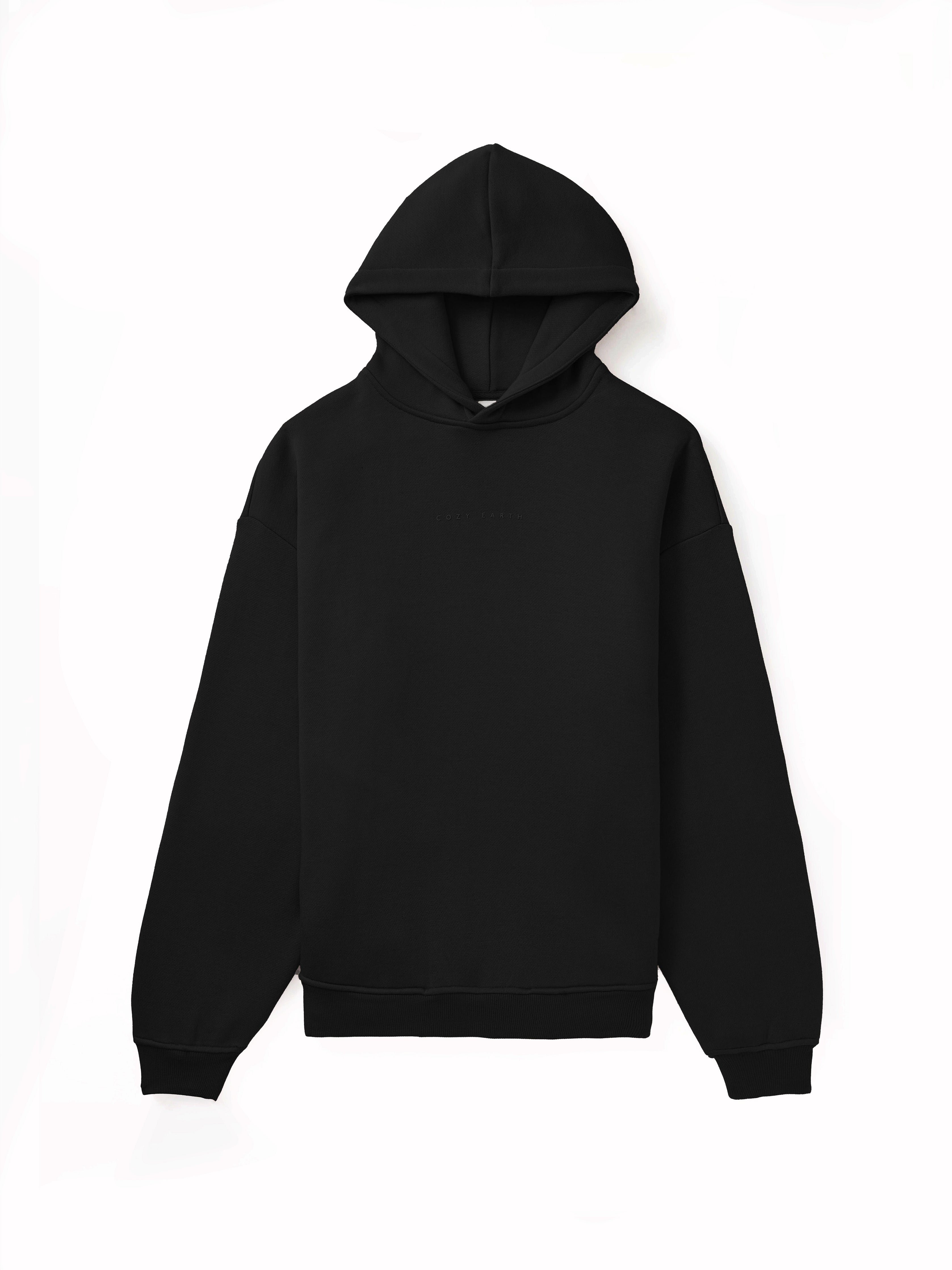 Flat lay of black cityscape hoodie 