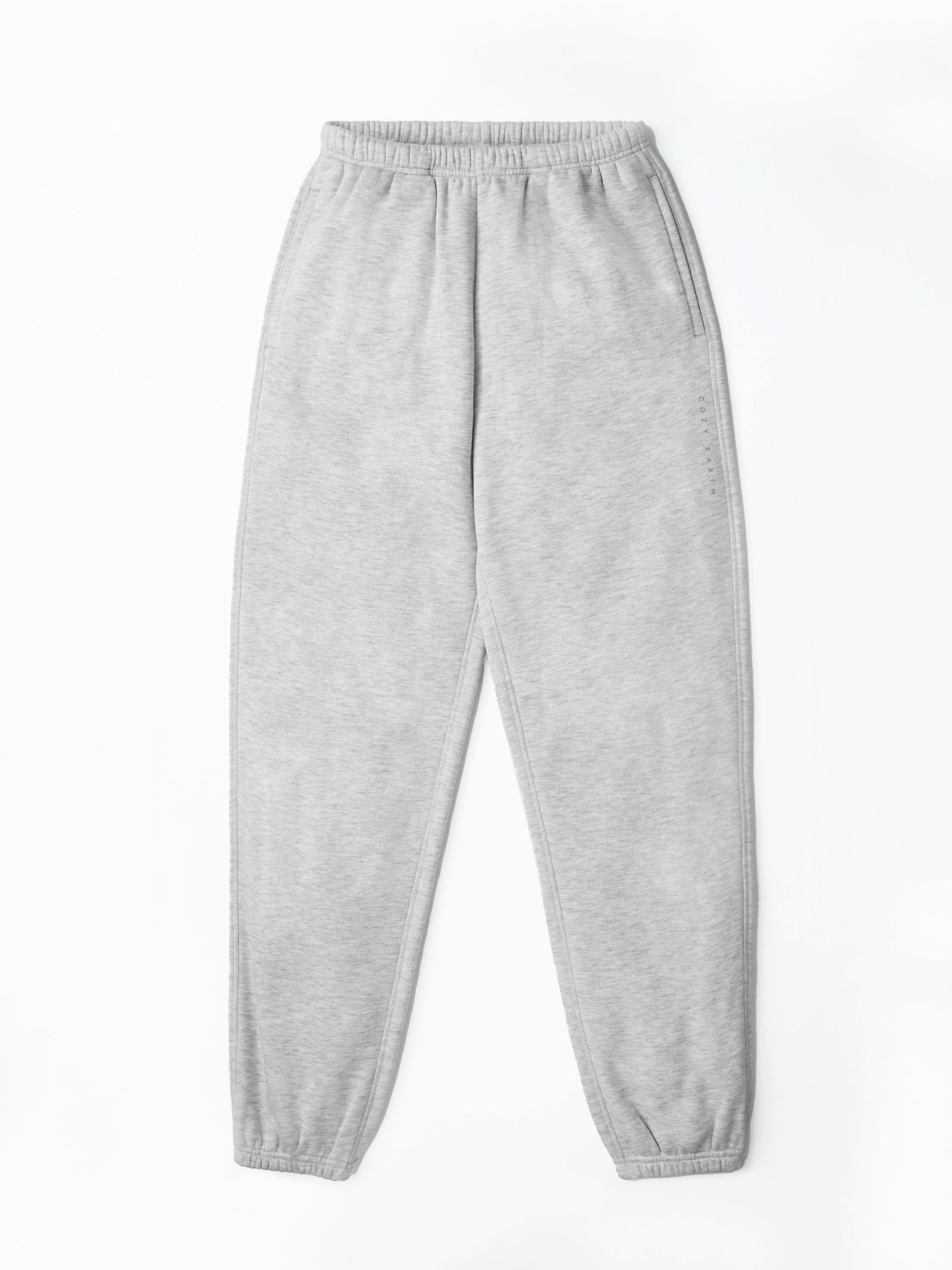 Heather Grey CityScape Joggers. The Joggers are laying flat over a white background. 
