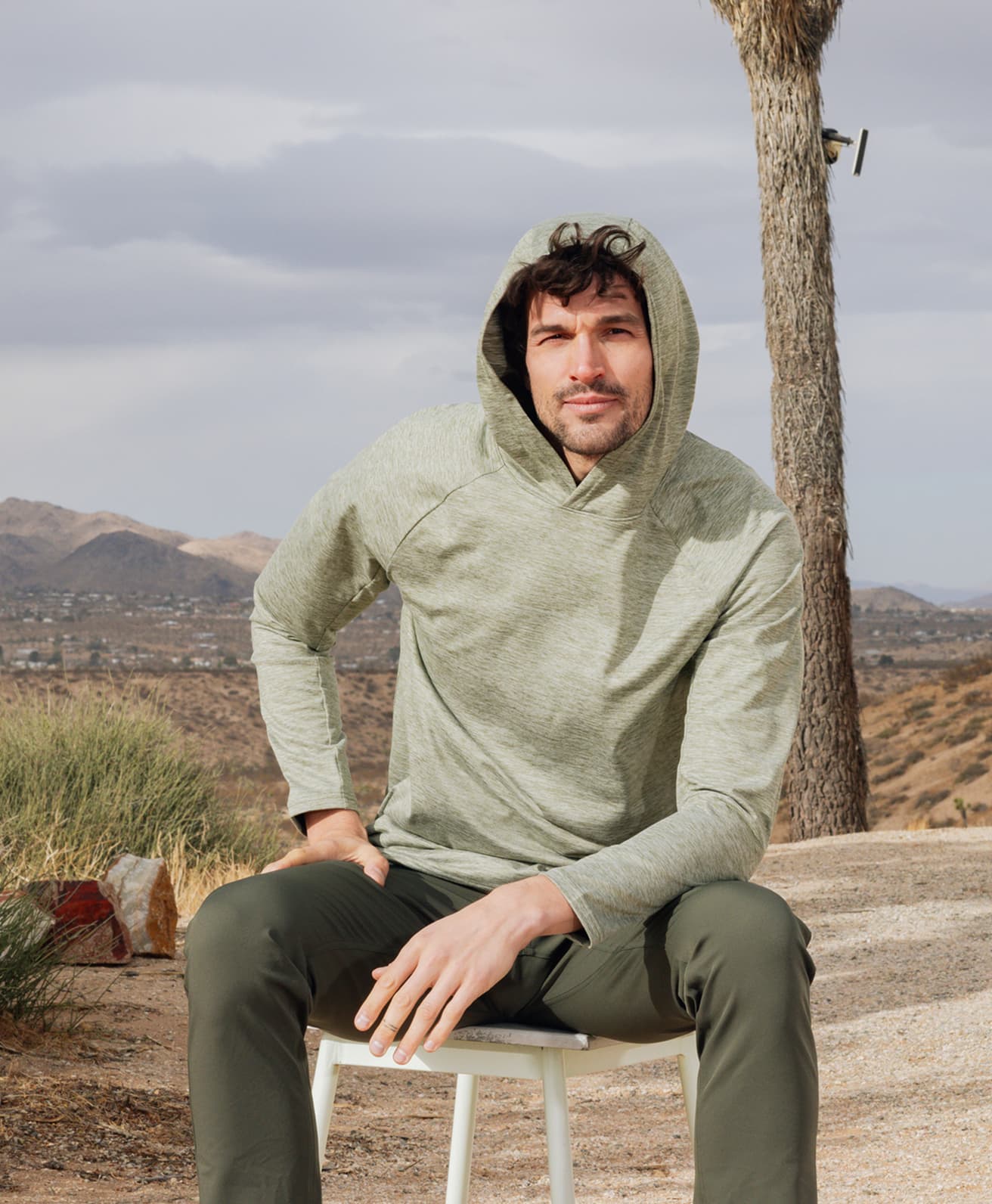 modeled lightweight performance hoodie