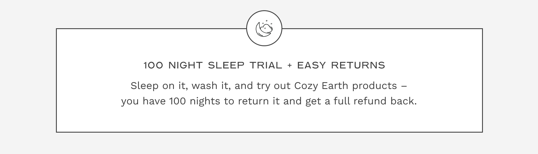Image of product 100 night sleep trial and returns guarantee