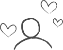 A simple person icon surrounded by hearts