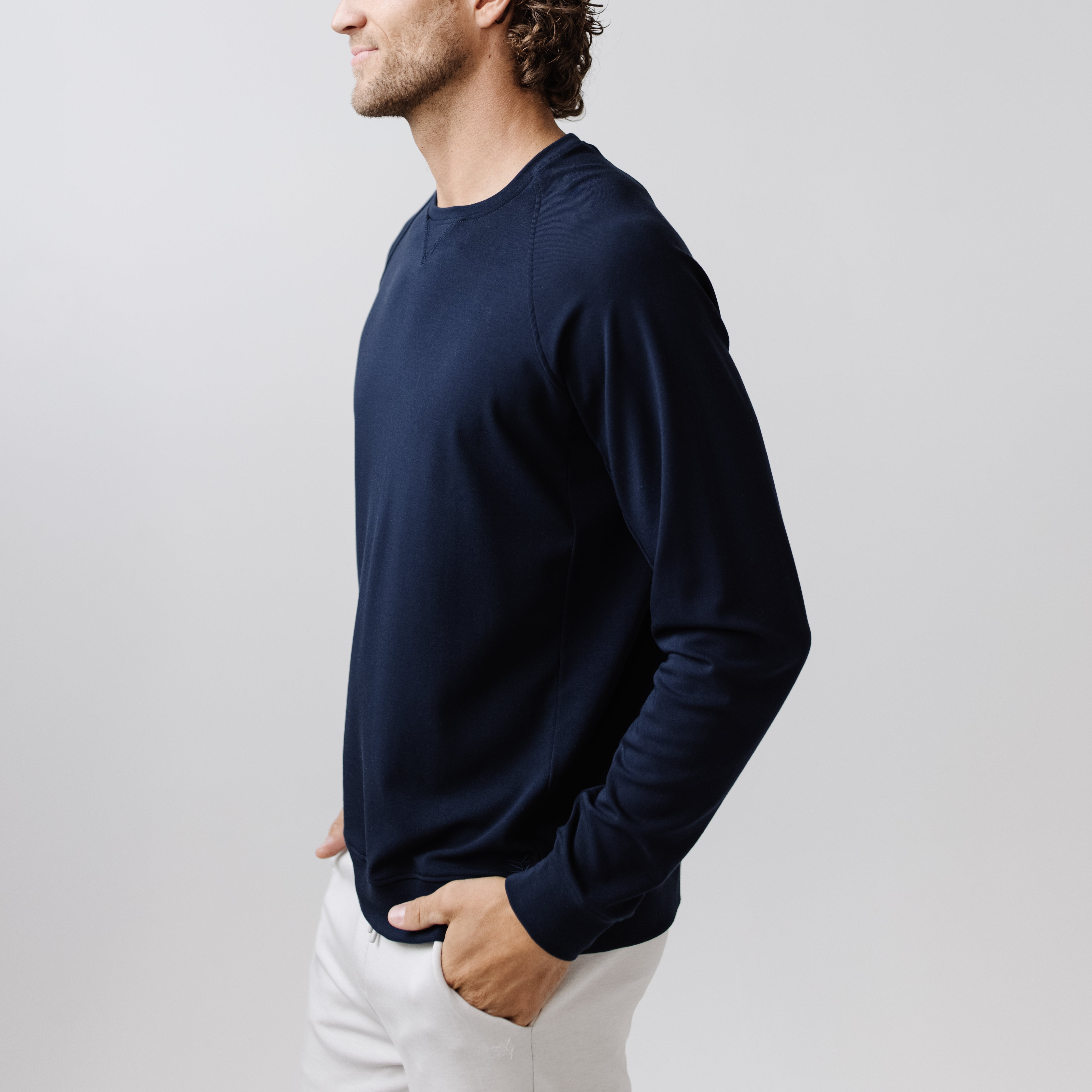 Navy Men's Ultra-Soft Bamboo Pullover Crew [Houston]