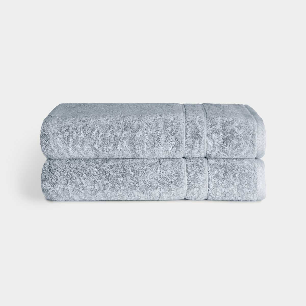 Premium Plush Bath Towels in the color Harbor Mist. Photo of bath towels taken with white background 
