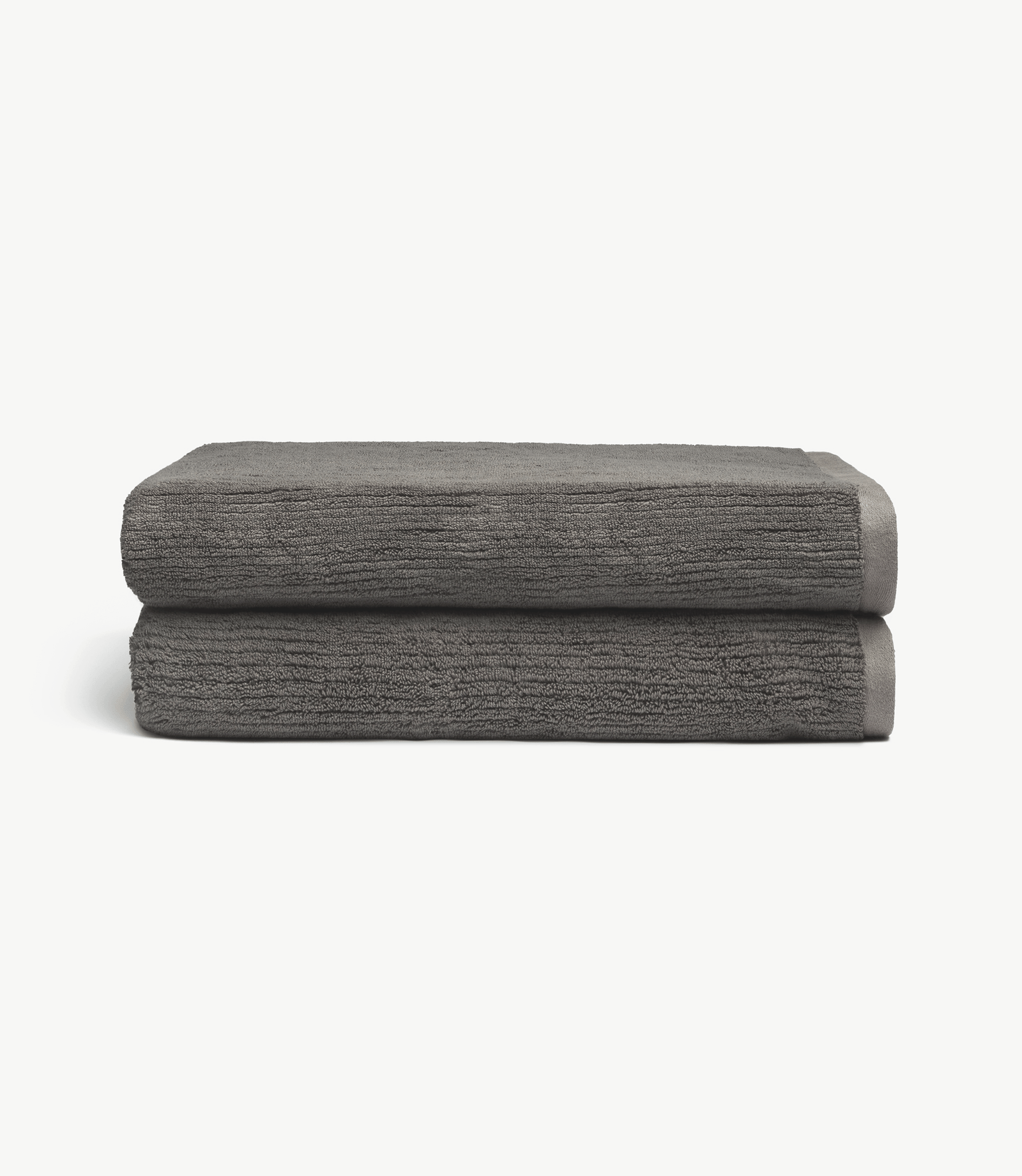 Ribbed Terry Bath Sheets in the color Charcoal. Photo of product taken with white background. 