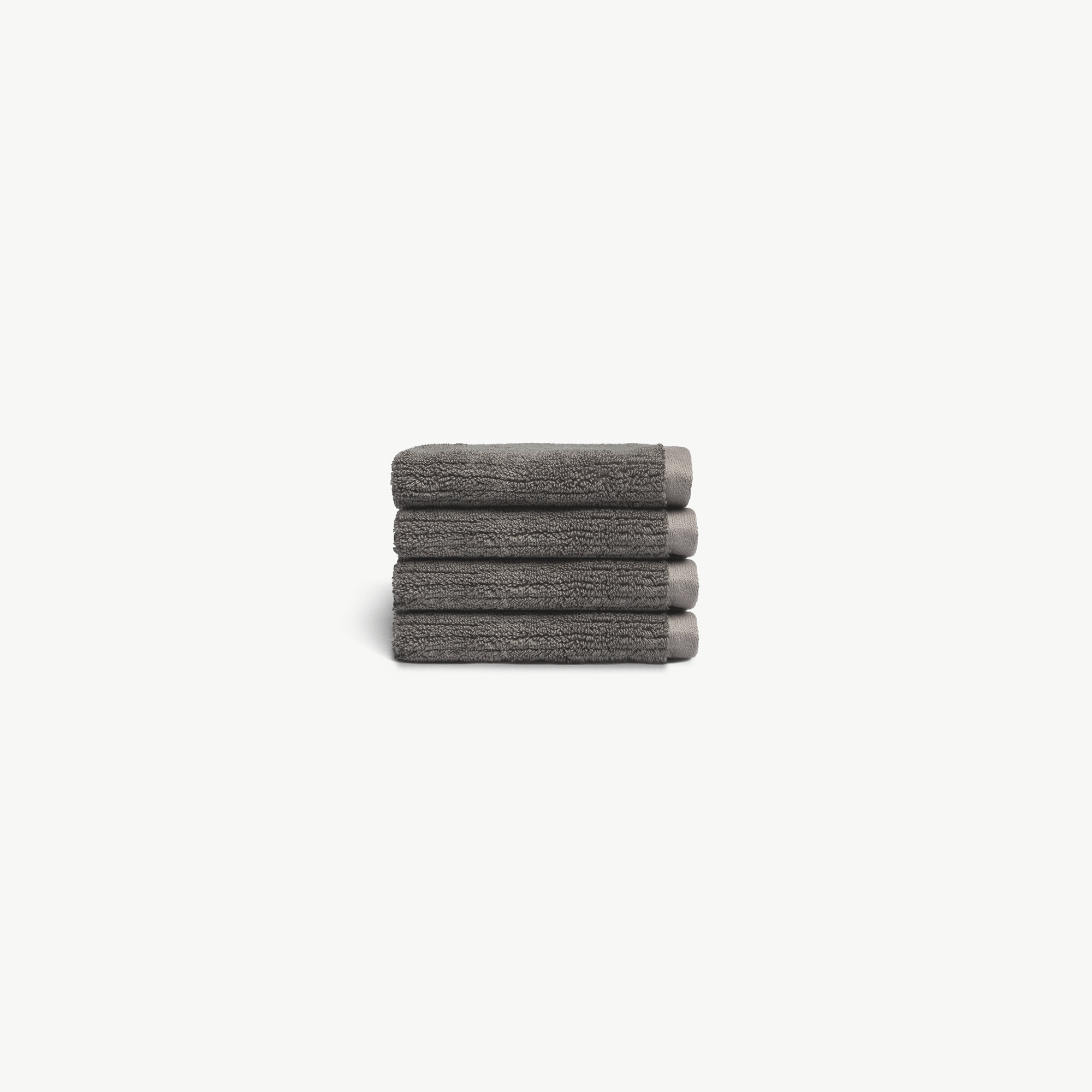 Ribbed Terry Wash Cloths in the color Charcoal. Photo of product taken with white background. |Color:Charcoal