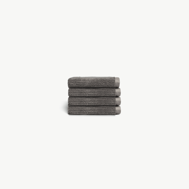 Ribbed Terry Wash Cloths in the color Charcoal. Photo of product taken with white background.