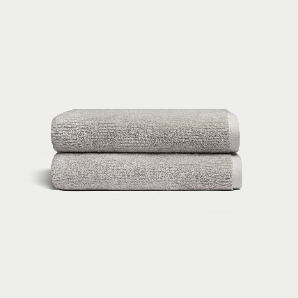 Ribbed Terry Bath Towels in the color Light Grey. Photo of Light Grey Waffle Bath Towels taken with white background. |Color:Light Grey