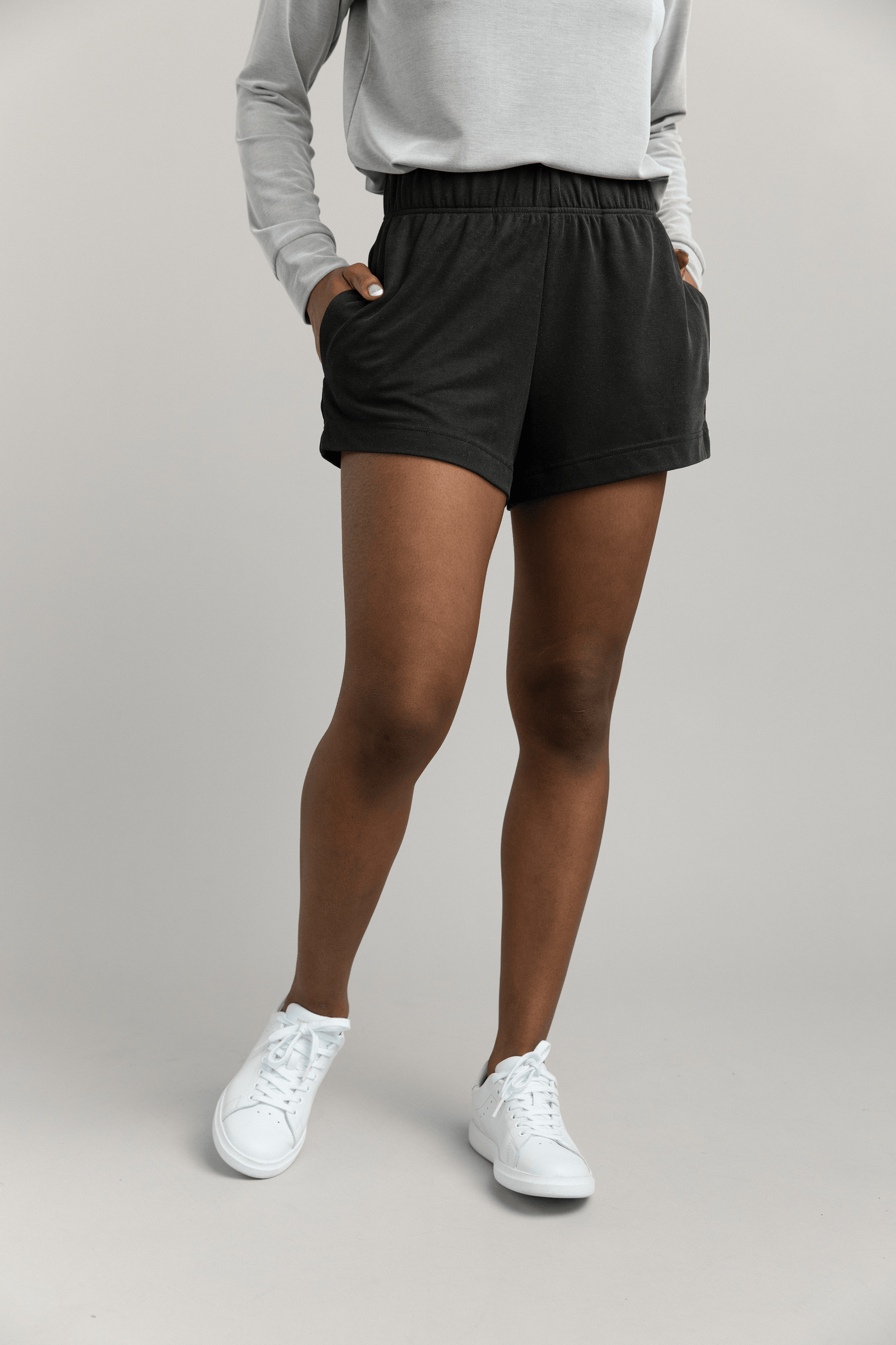 Light Grey Women's Shorts, White Gray Solid Color Modern Minimalist Short  Tights-Made in USA/EU