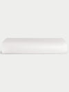 White Bamboo Linen Fitted Sheet Folded over a white background. |Color: White