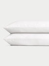 White Linen Bamboo Pillow Shams photographed over a white background. |Color: White