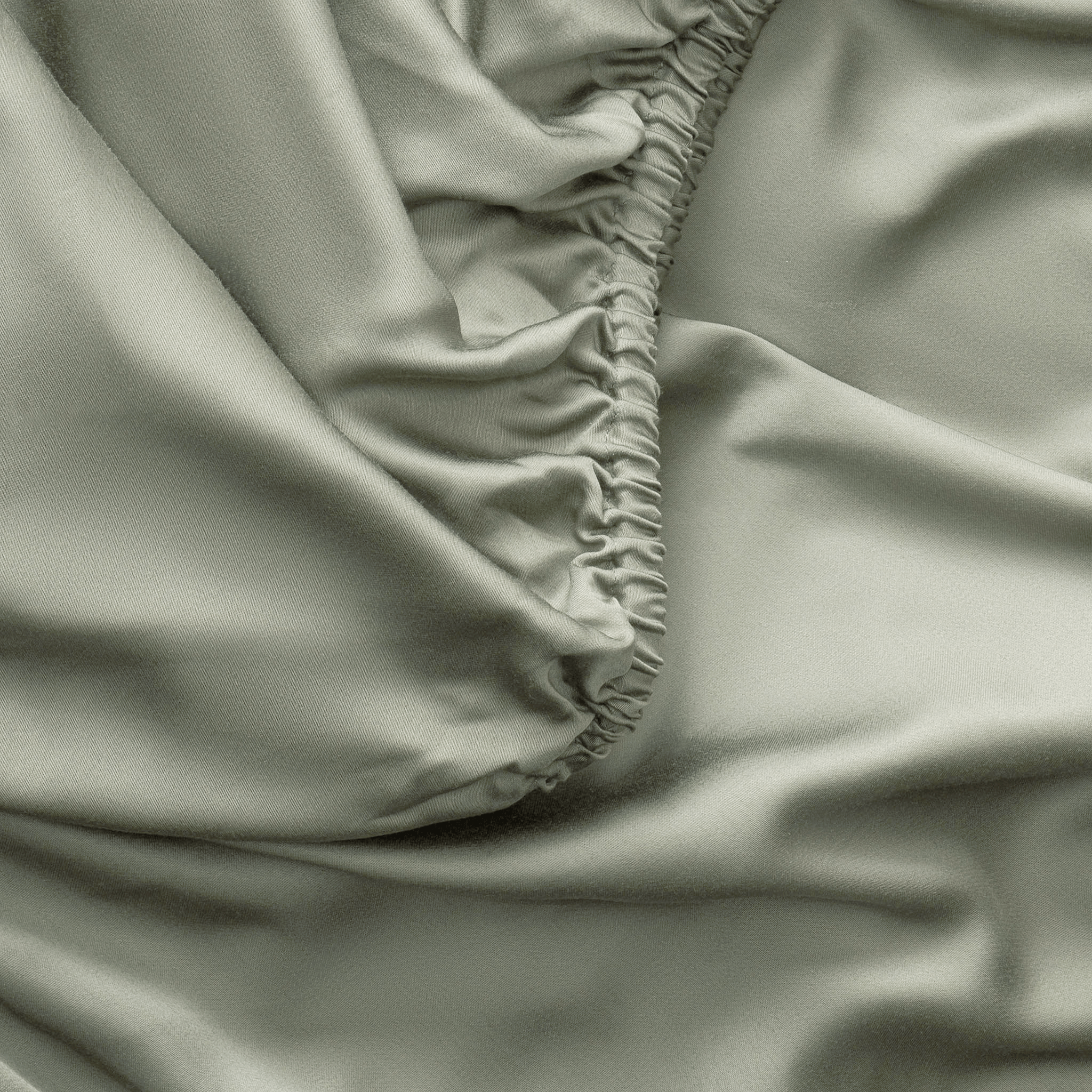 Close up of sage fitted sheet |Color:Sage