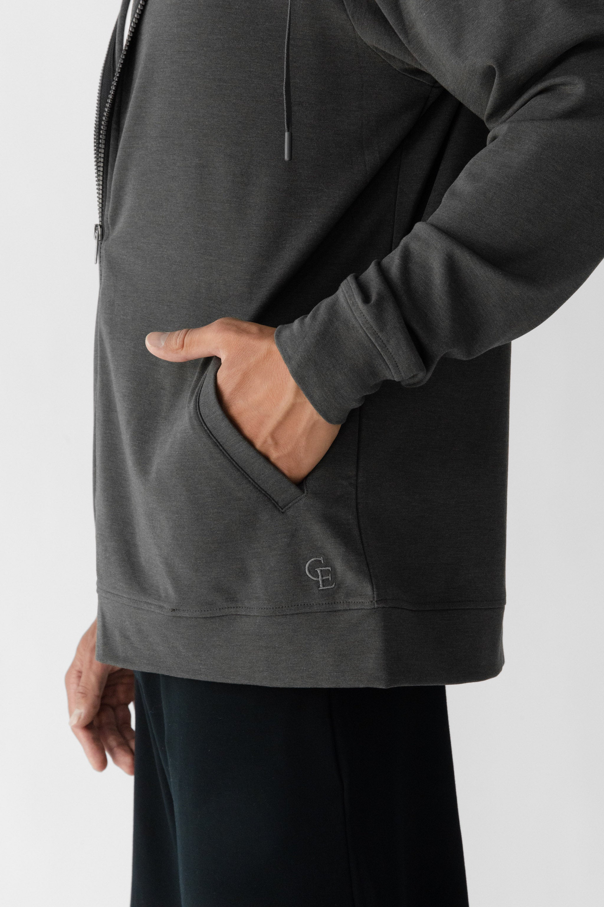 Lululemon best Mens Gray & Charcoal Full Zip Hooded Sweater Size Large