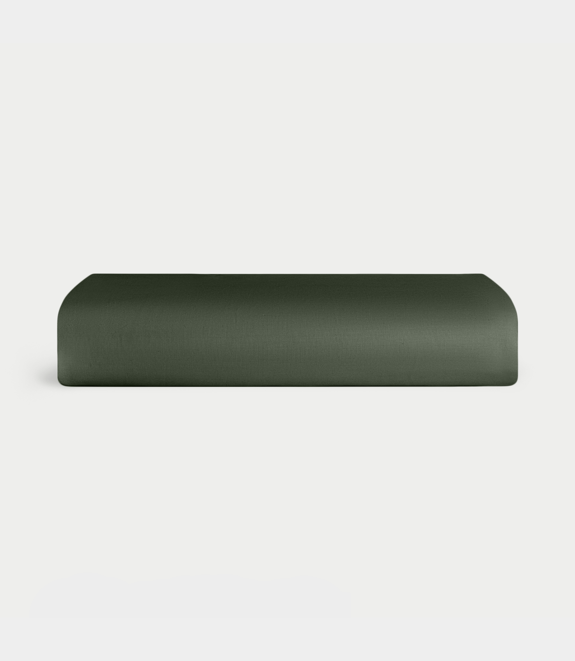 Olive Bamboo Linen Fitted Sheet Folded over a white background. |Color: Olive