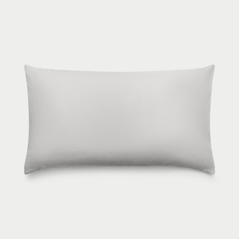 Light Grey Linen Bamboo Pillow Shams photographed over a white background.