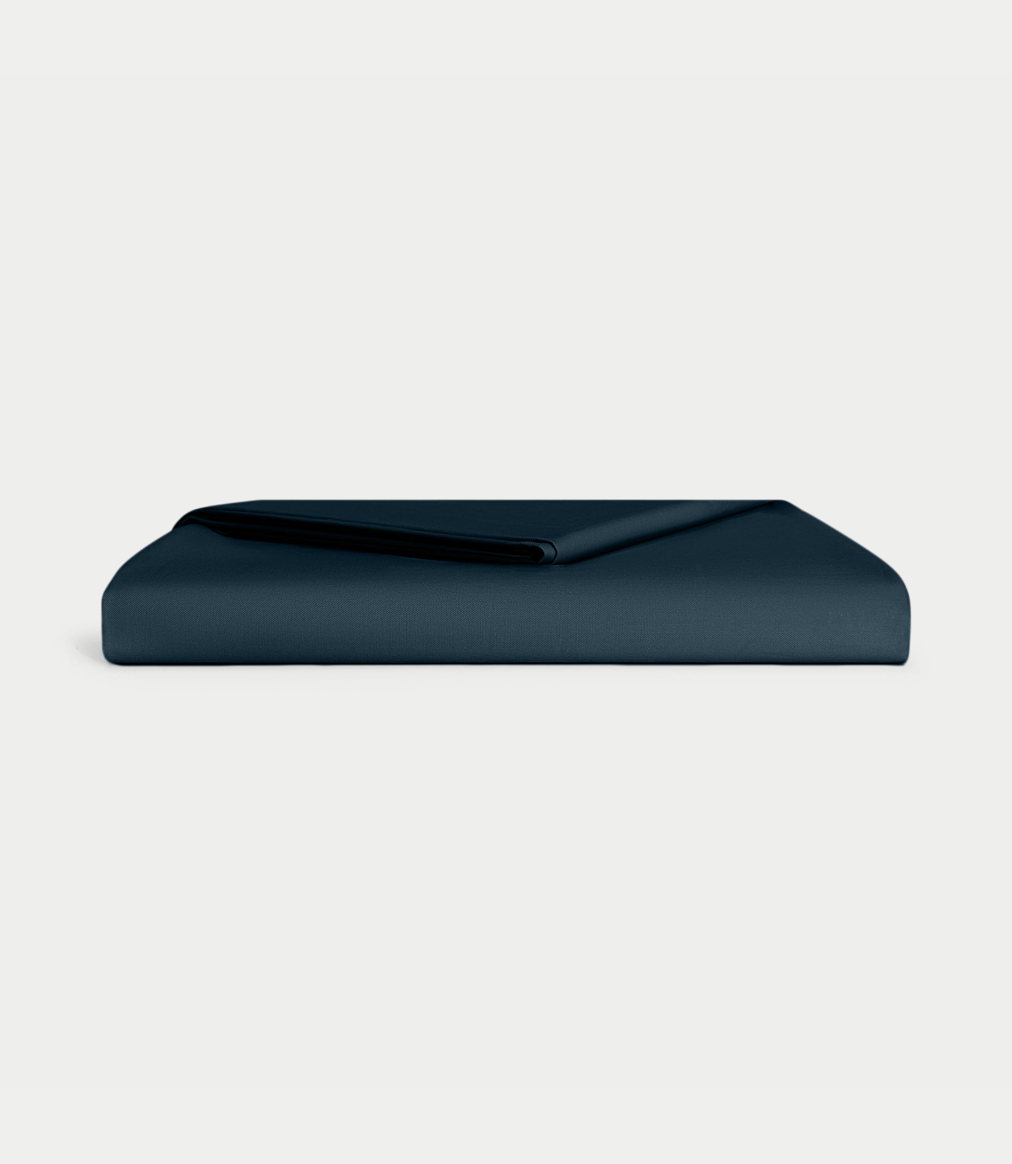 Navy Linen Bamboo Flat Sheet neatly folded over white background. |Color: Navy