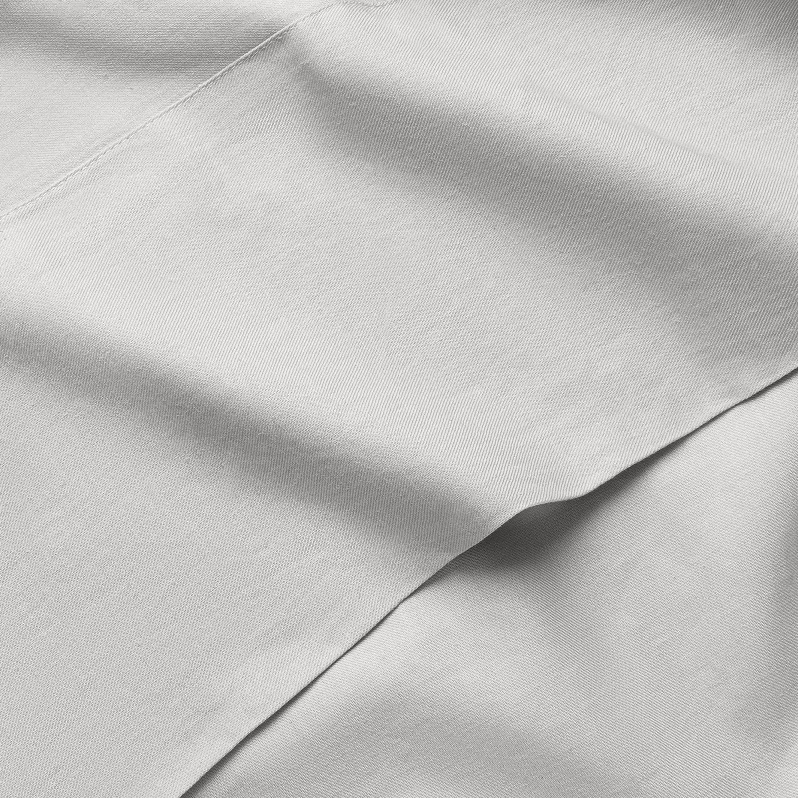 Close up of Light Grey Bamboo Linen Pillow Cases. 