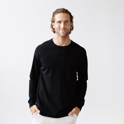 Black Men's Ultra-Soft Bamboo Pullover Crew [Houston]