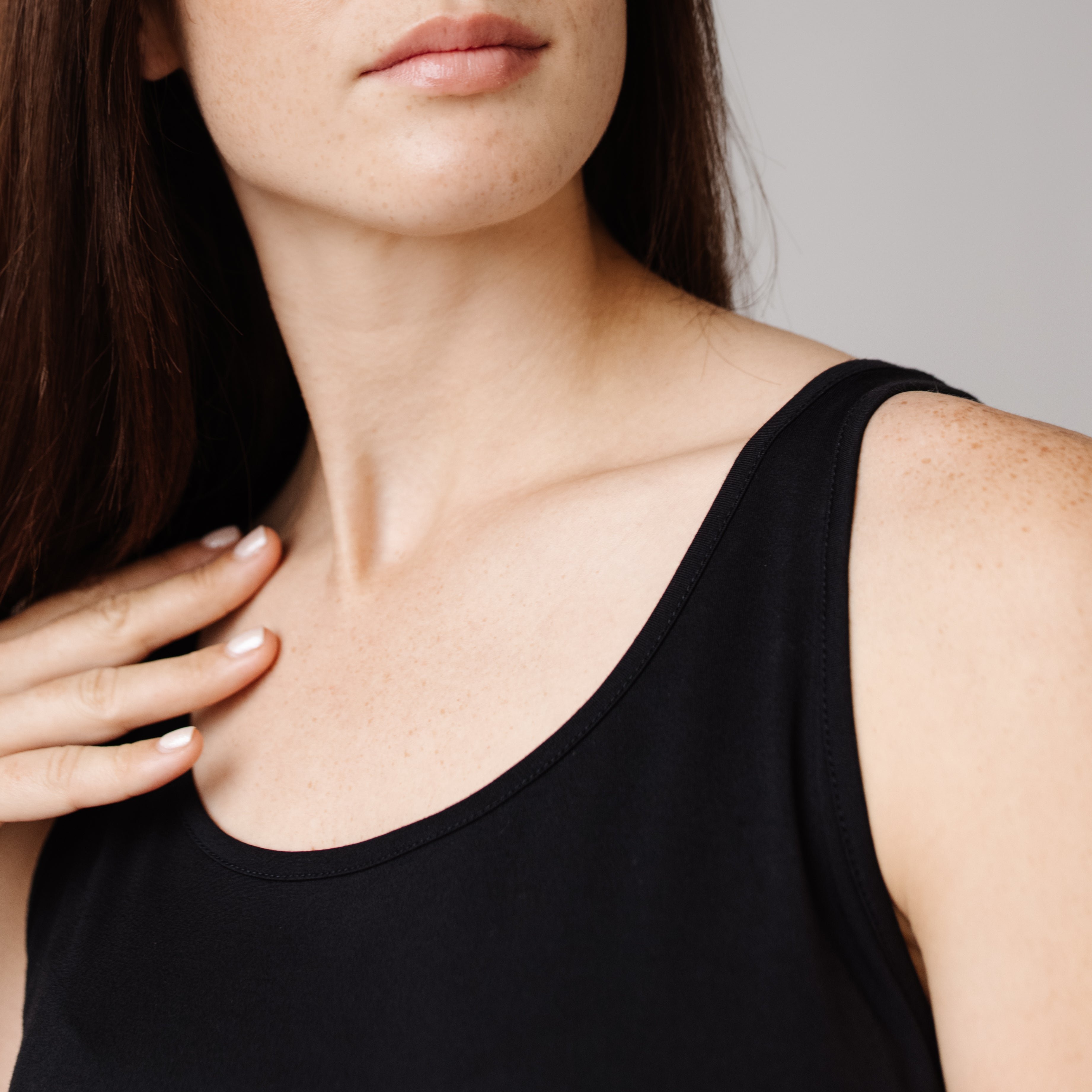 Black Stretch-Knit Bamboo Lounge Tank [Aya]