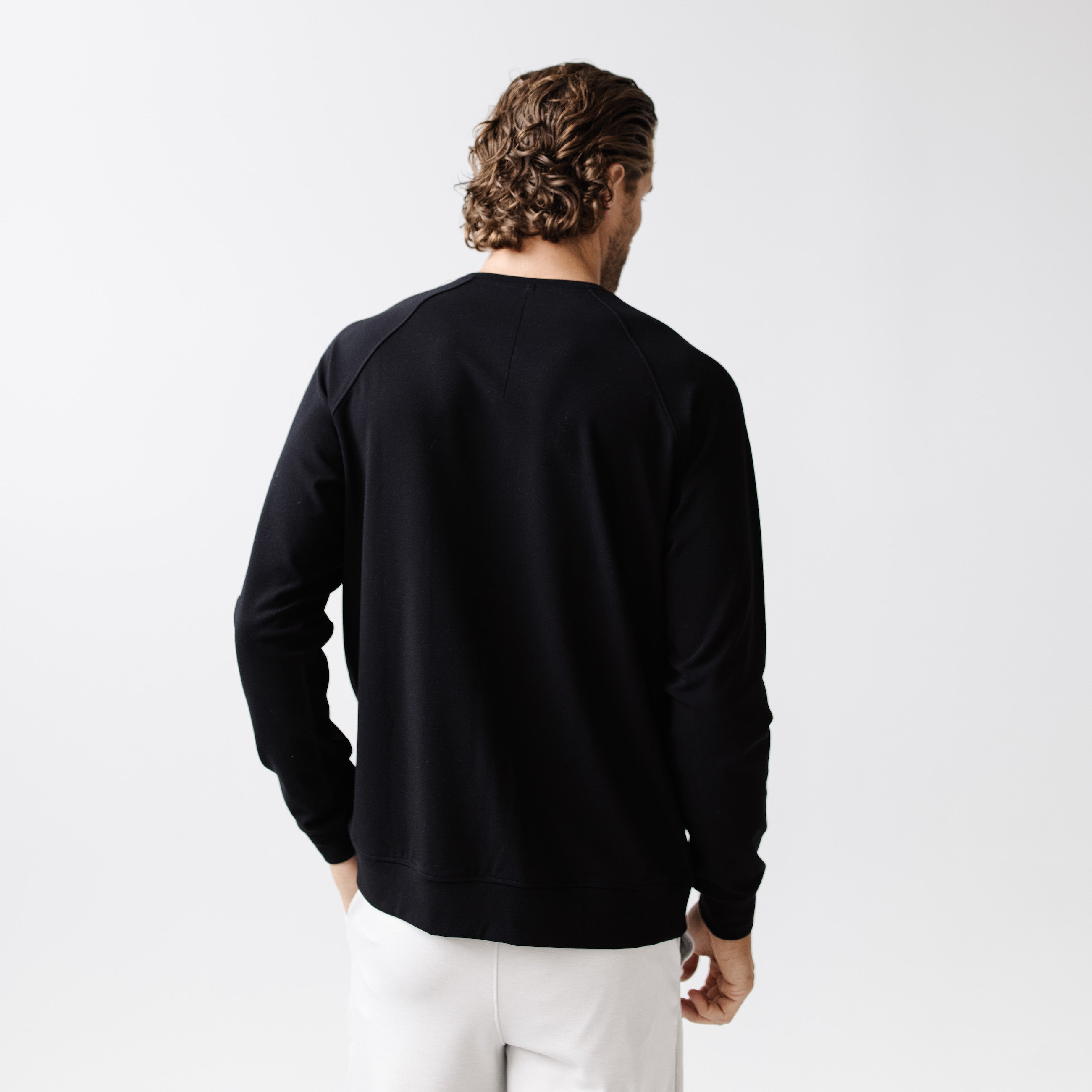 Black Men's Ultra-Soft Bamboo Pullover Crew [Houston]