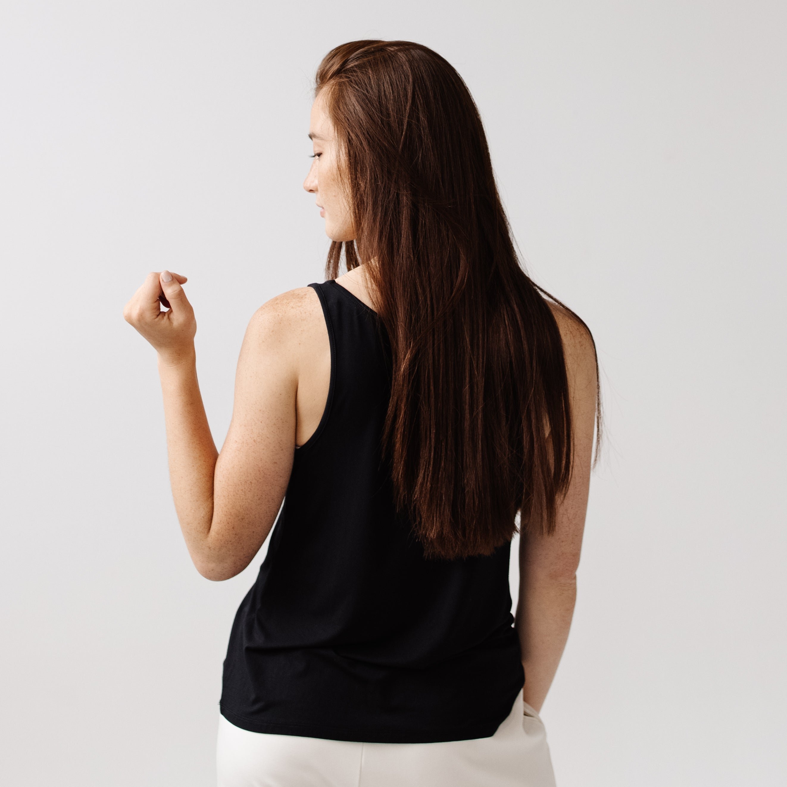 Black Stretch-Knit Bamboo Lounge Tank [Aya]