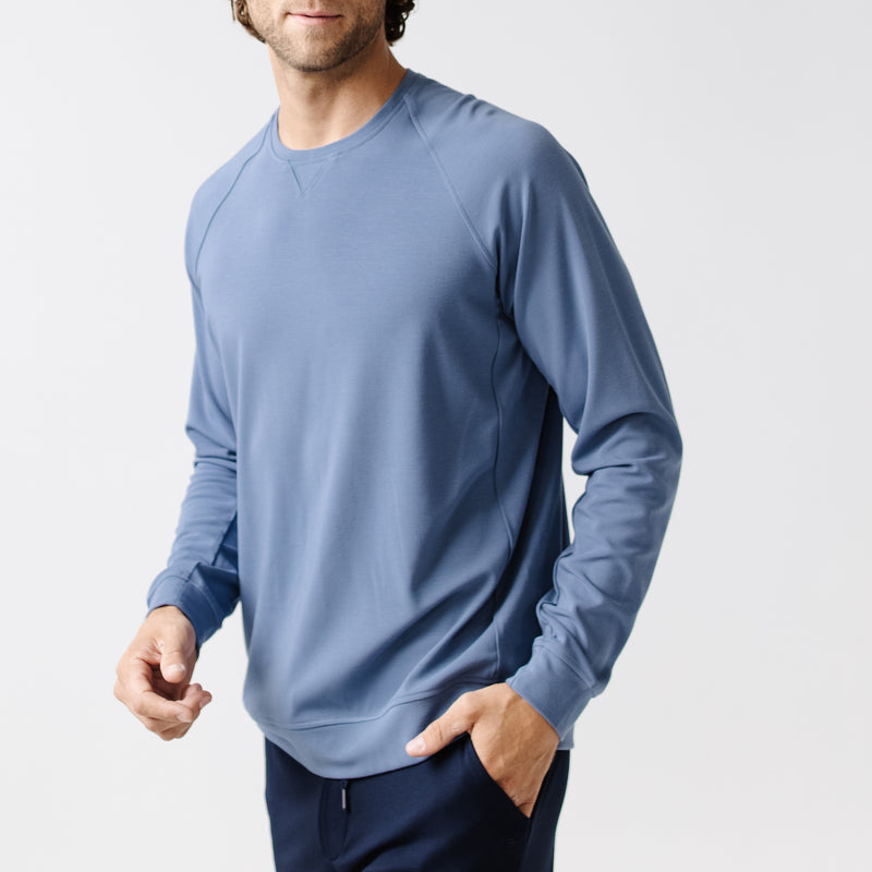 Blue Men's Ultra-Soft Bamboo Pullover Crew [Houston]