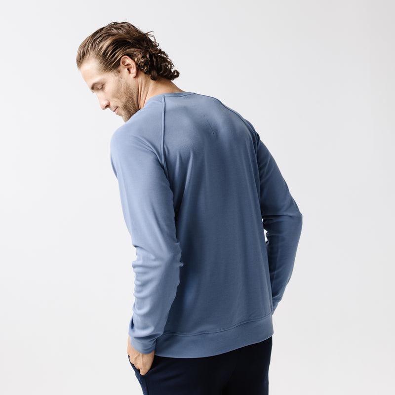 Blue Men's Ultra-Soft Bamboo Pullover Crew [Houston]