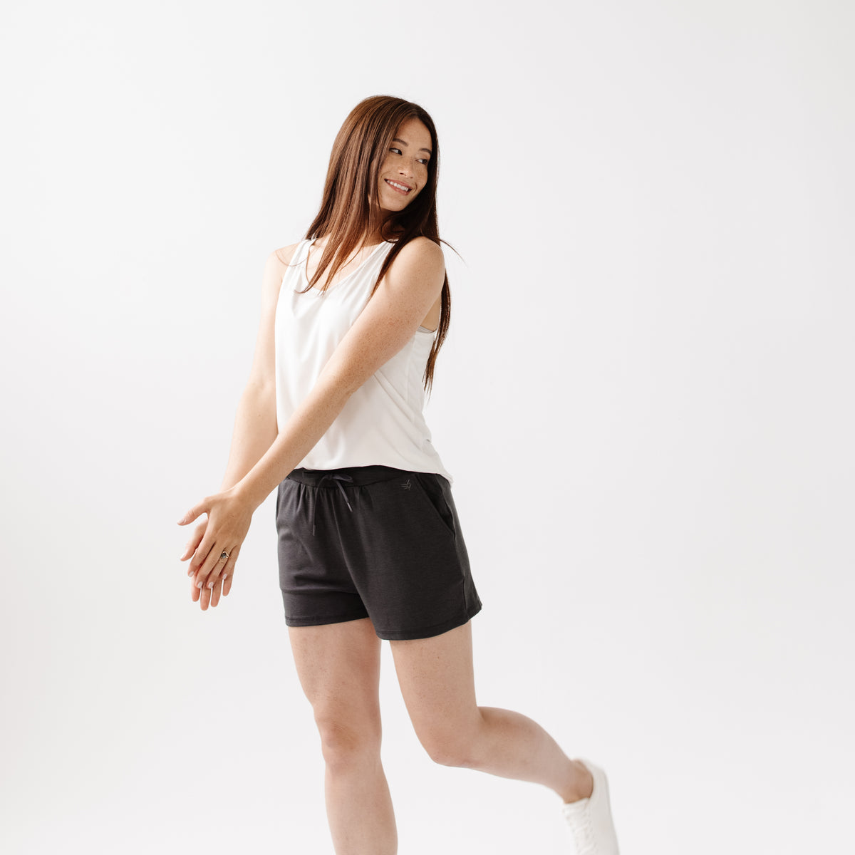Charcoal Women's Ultra-Soft Bamboo Jogger Shorts [Aya]