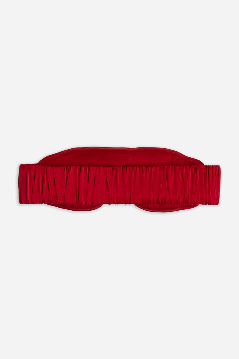 Red Serenity Silk sleep mask on a white background