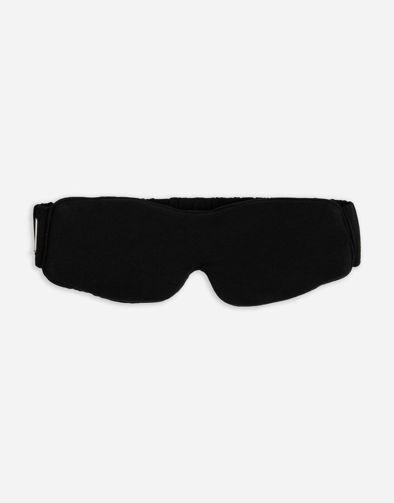 Black sleep mask with white background