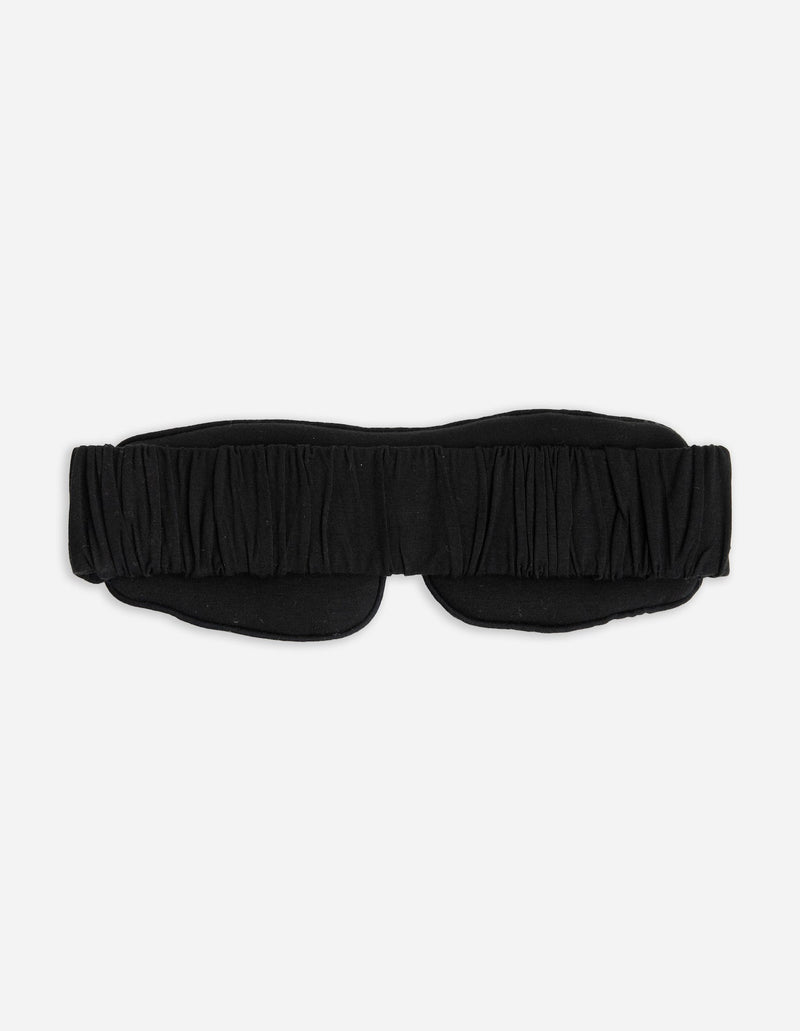 Black sleep mask with white background