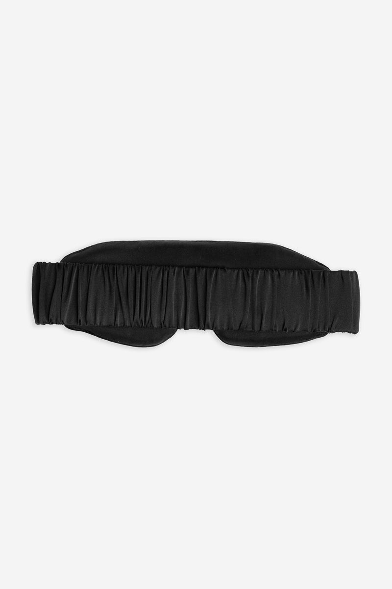 Black Serenity Silk sleep mask on a white background