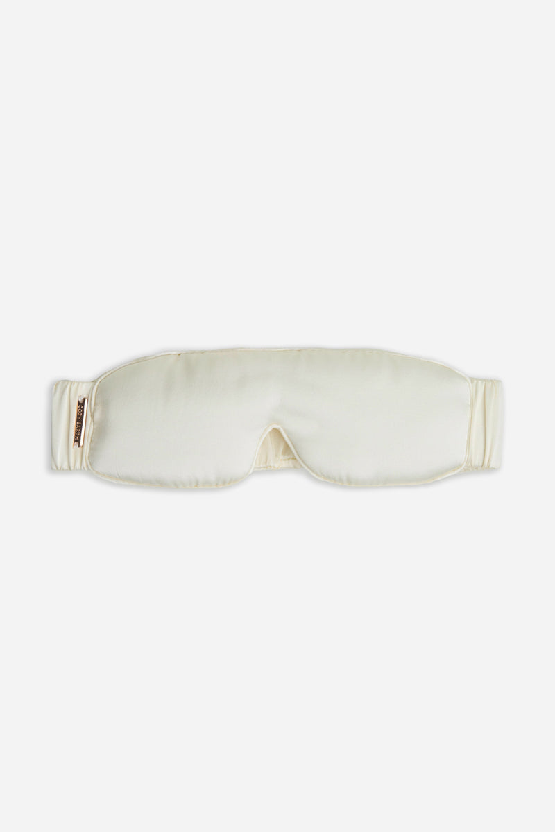 Cream Serenity Silk sleep mask on a white background