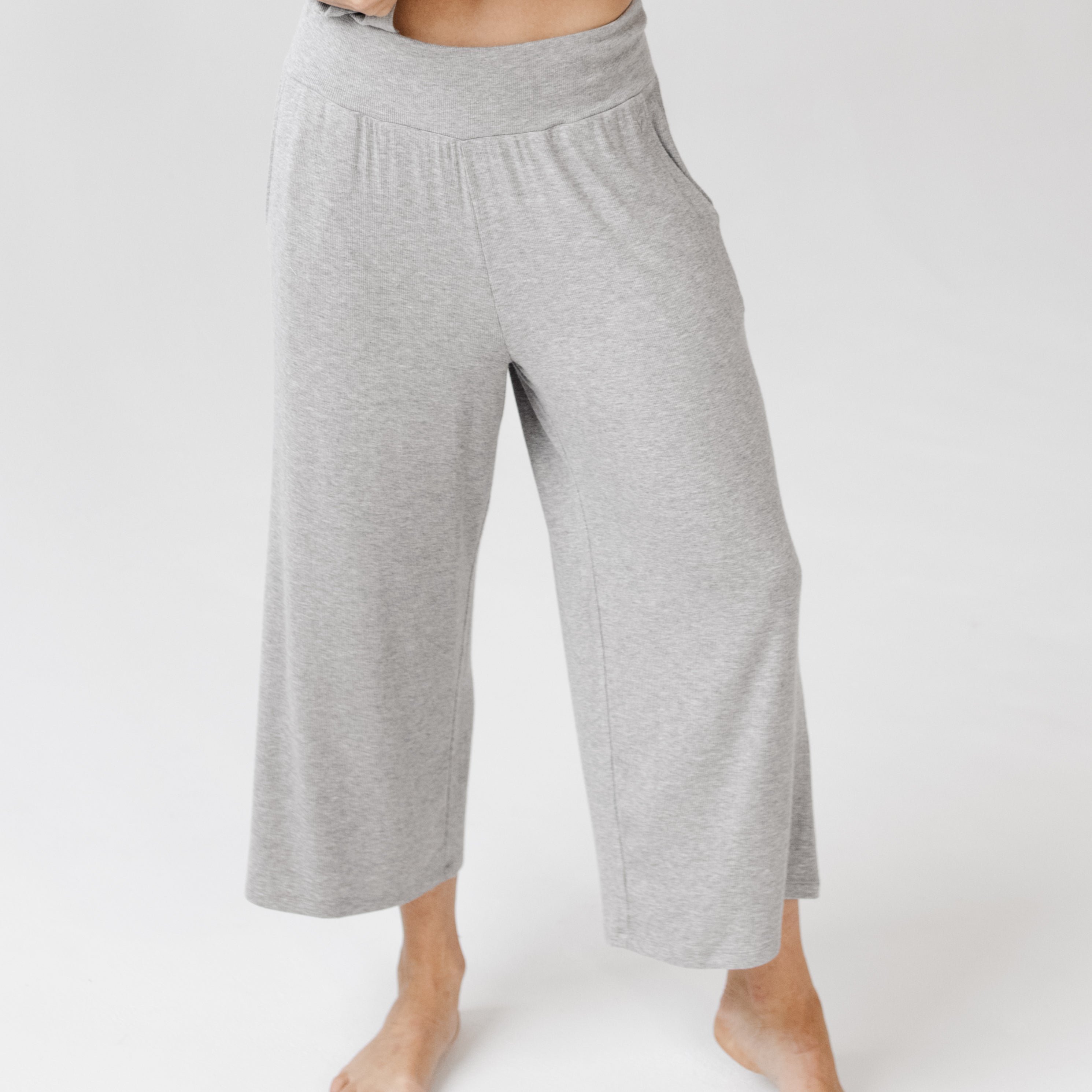 Grey Women’s Rib Knit Bamboo Lounge Capri [Shelby]