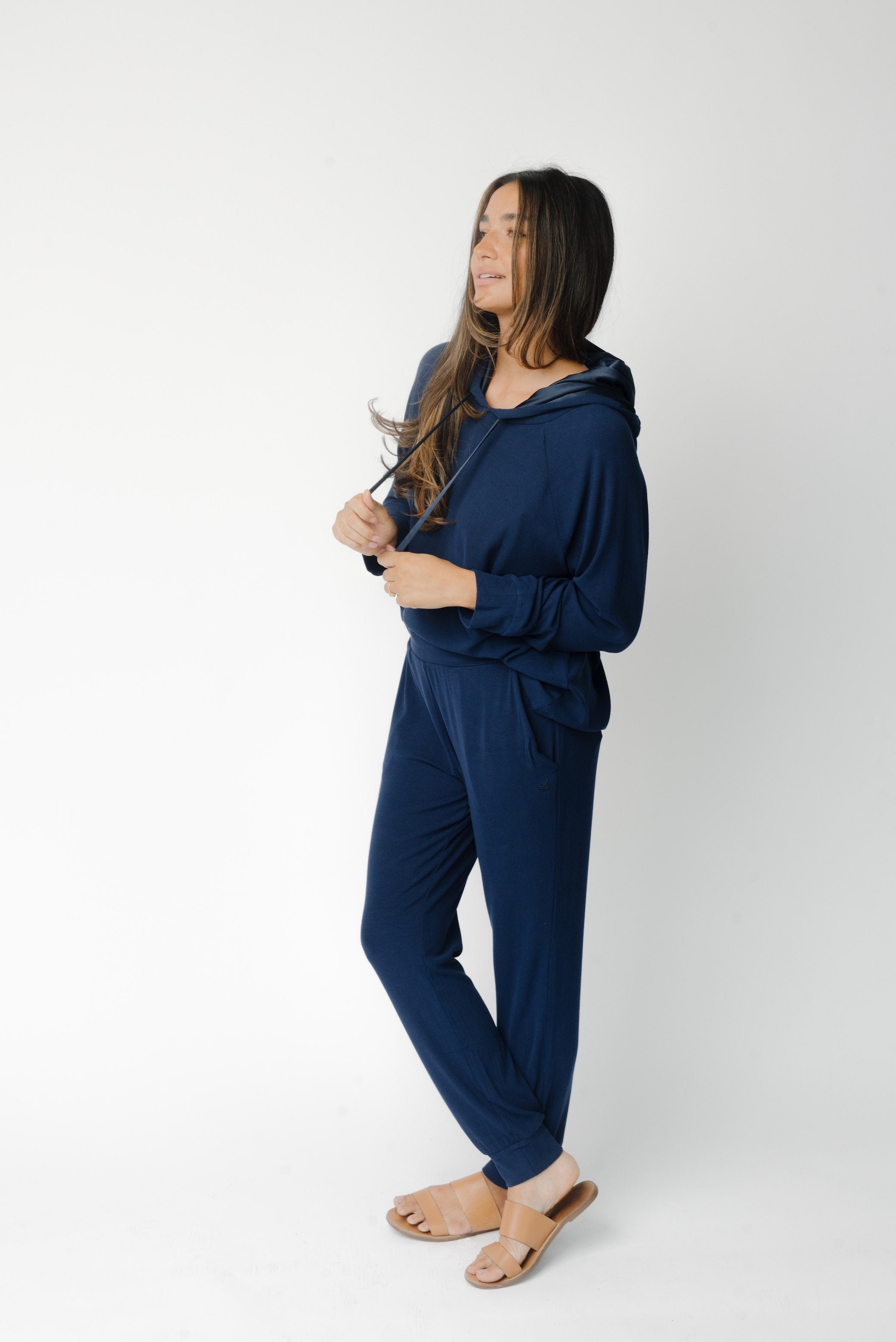 Navy Women’s Rib Knit Bamboo Jogger Pants