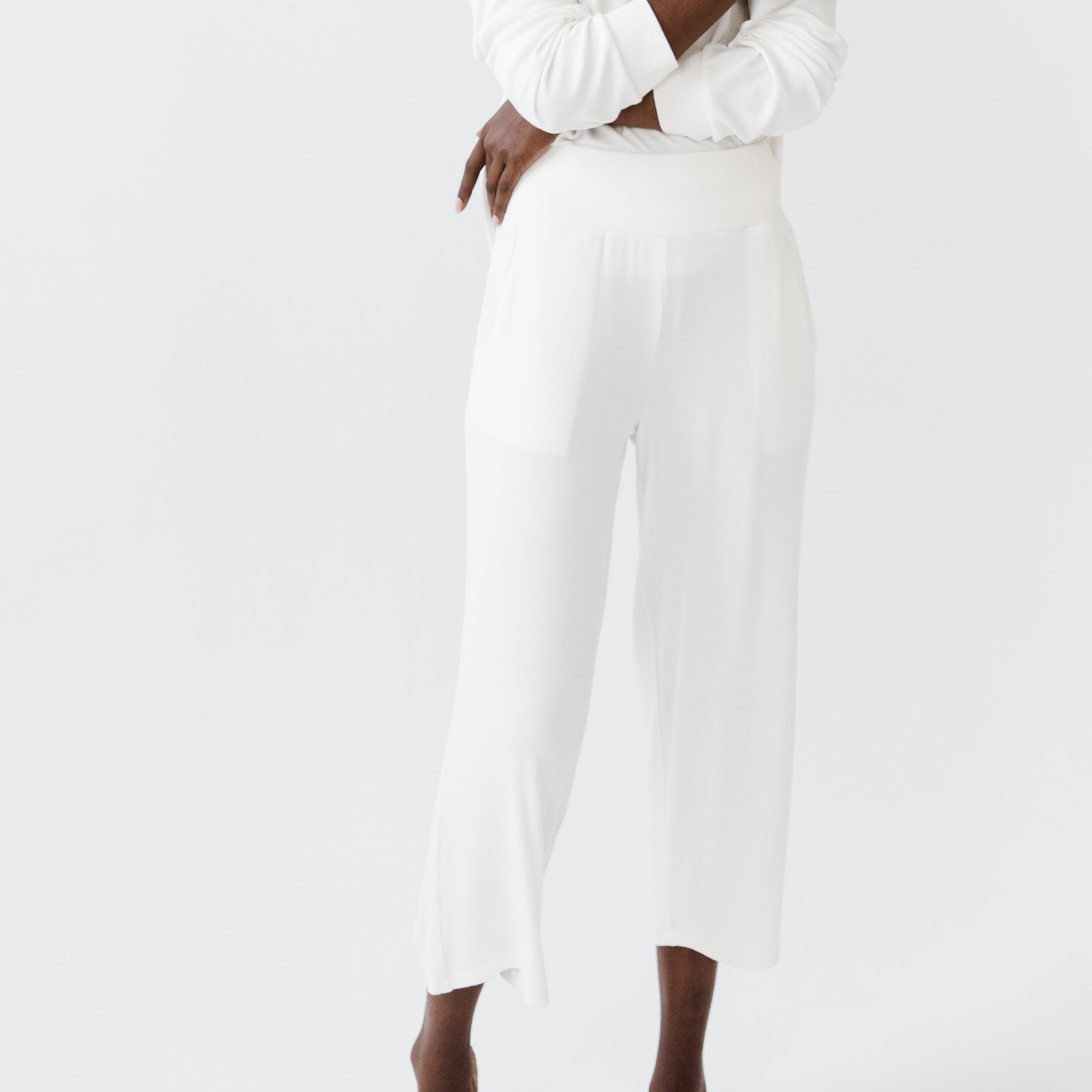 Ivory Women’s Rib Knit Bamboo Lounge Capri [Dieumerci]