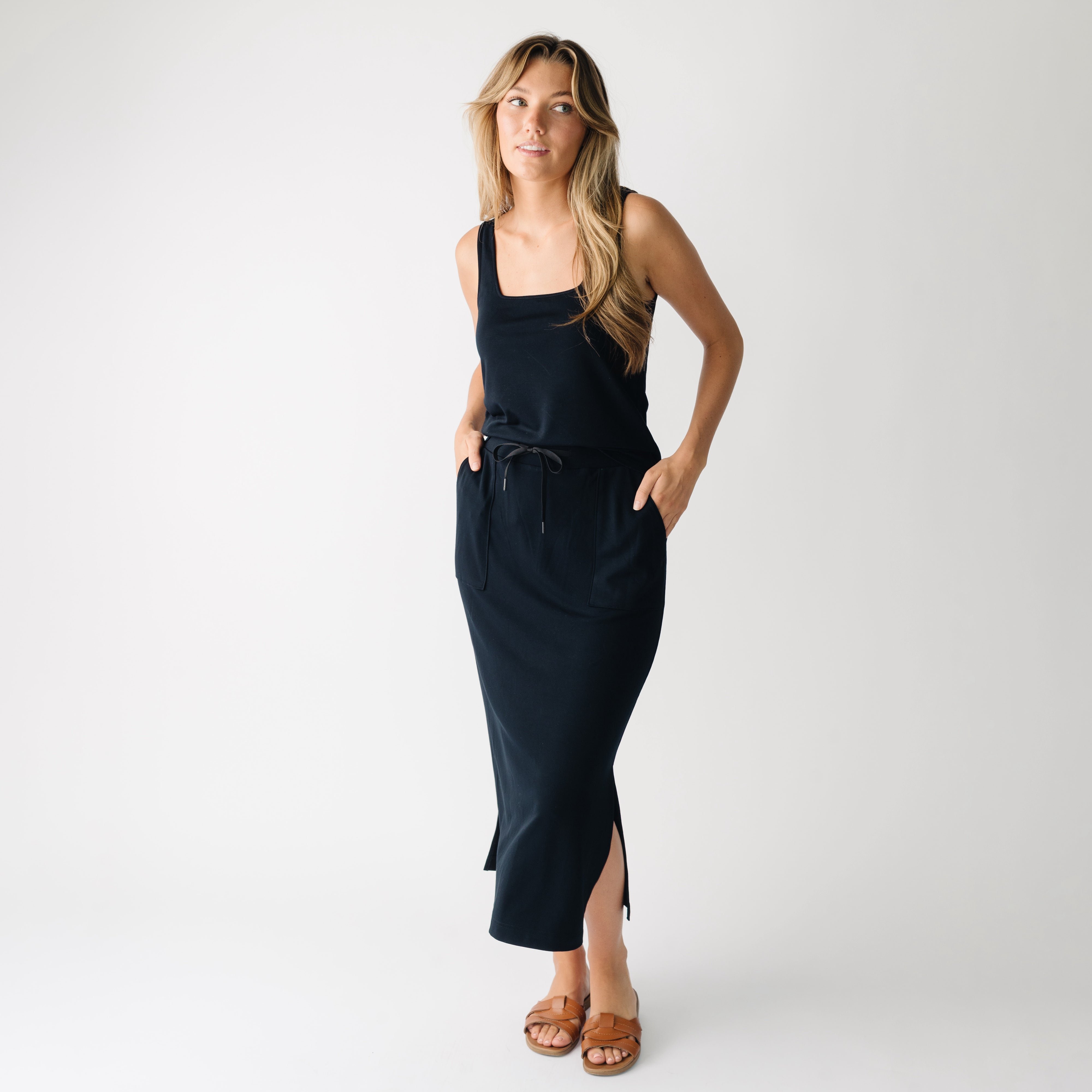 Black Women’s Ultra-Soft Bamboo Midi Skirt