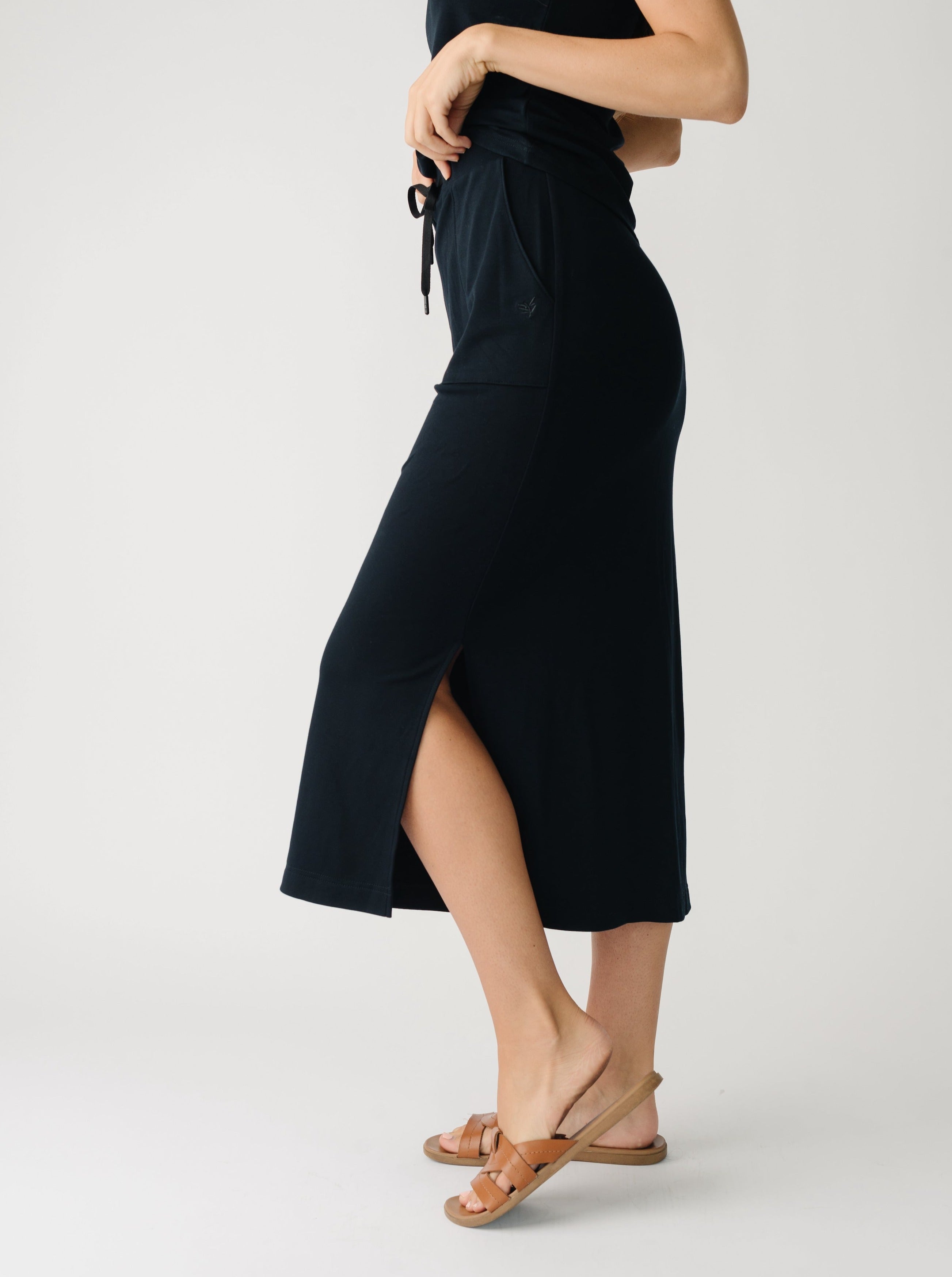 Black Women’s Ultra-Soft Bamboo Midi Skirt