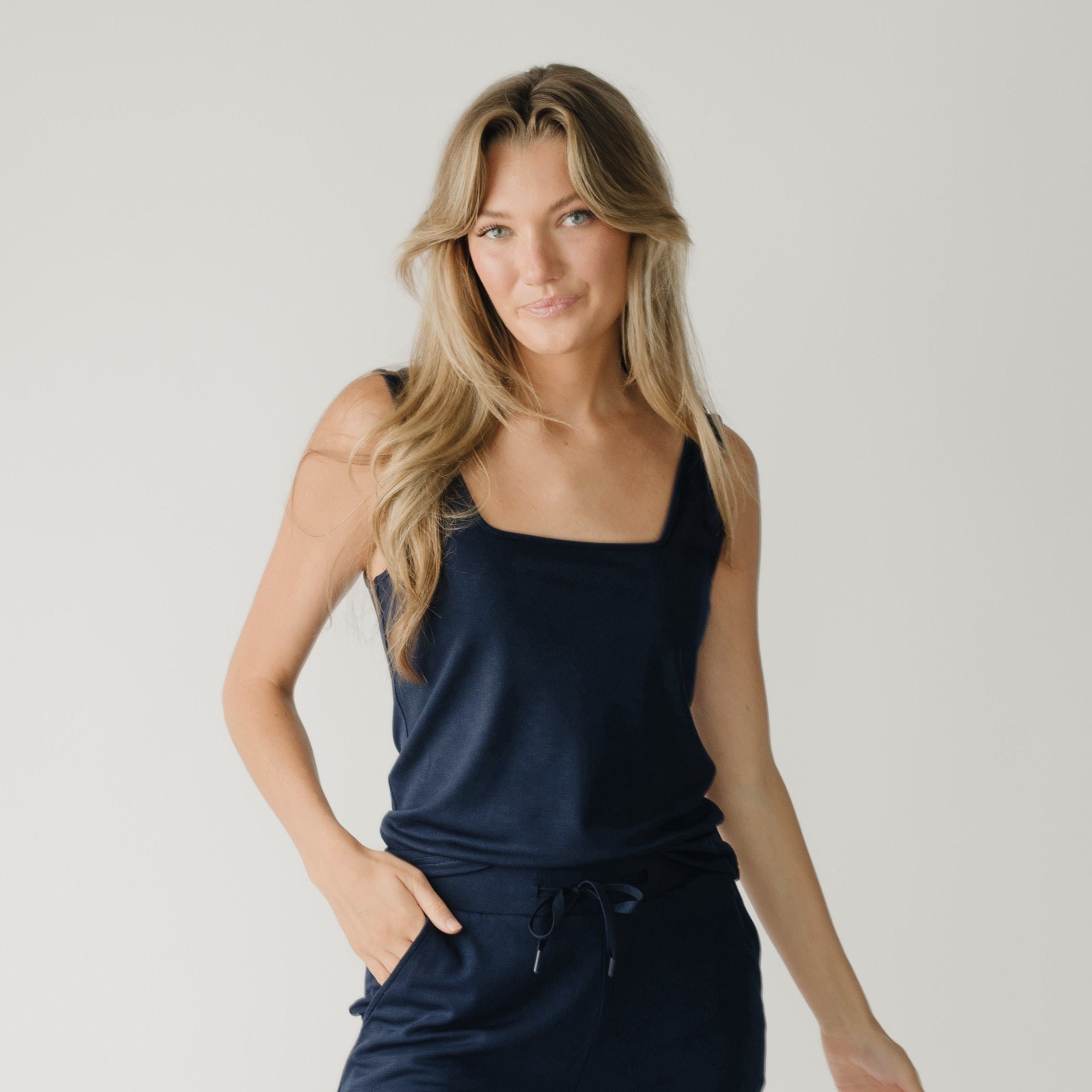 Navy Women’s Ultra-Soft Bamboo Square Neck Tank