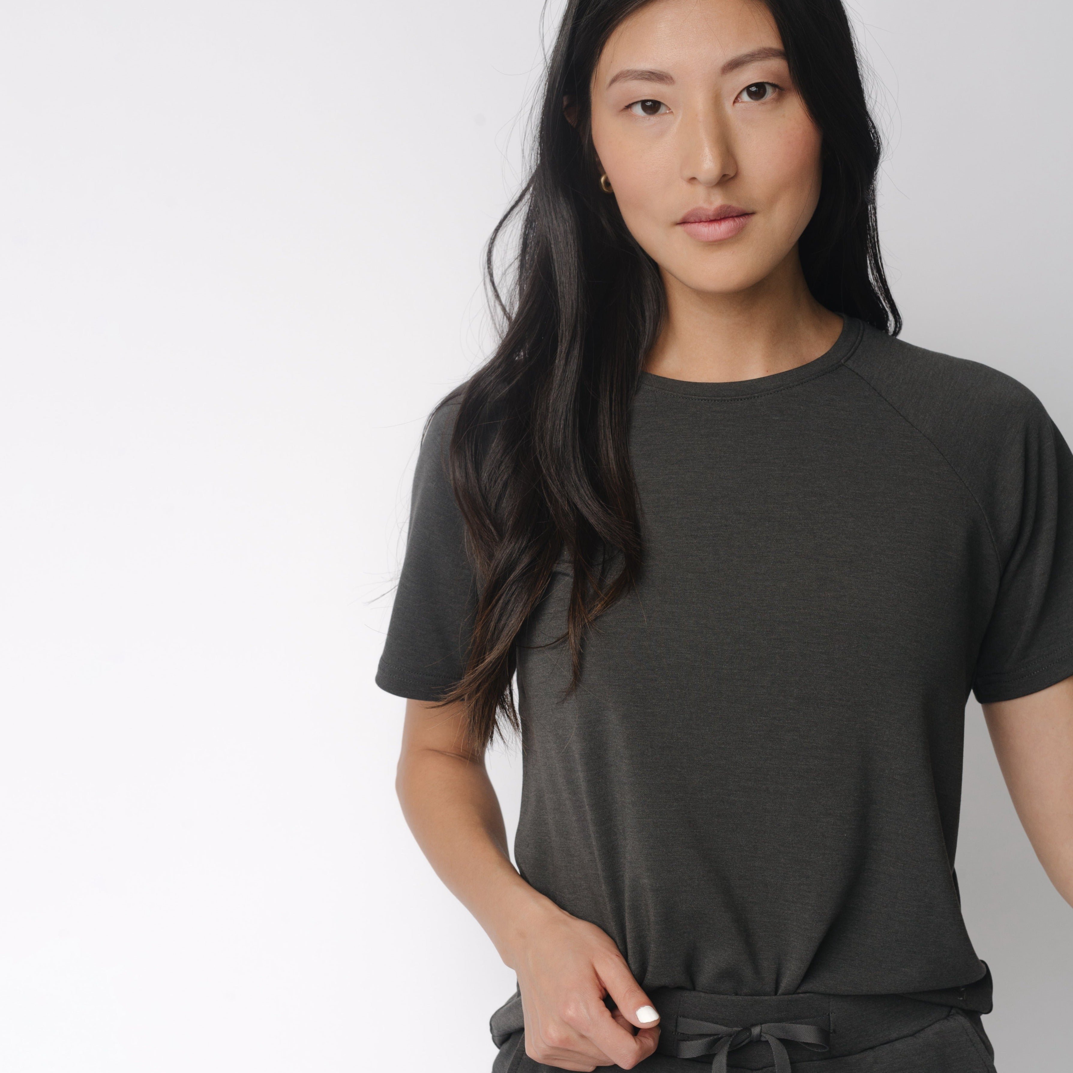 Charcoal Women’s Ultra-Soft Bamboo Raglan Short Sleeve Tee