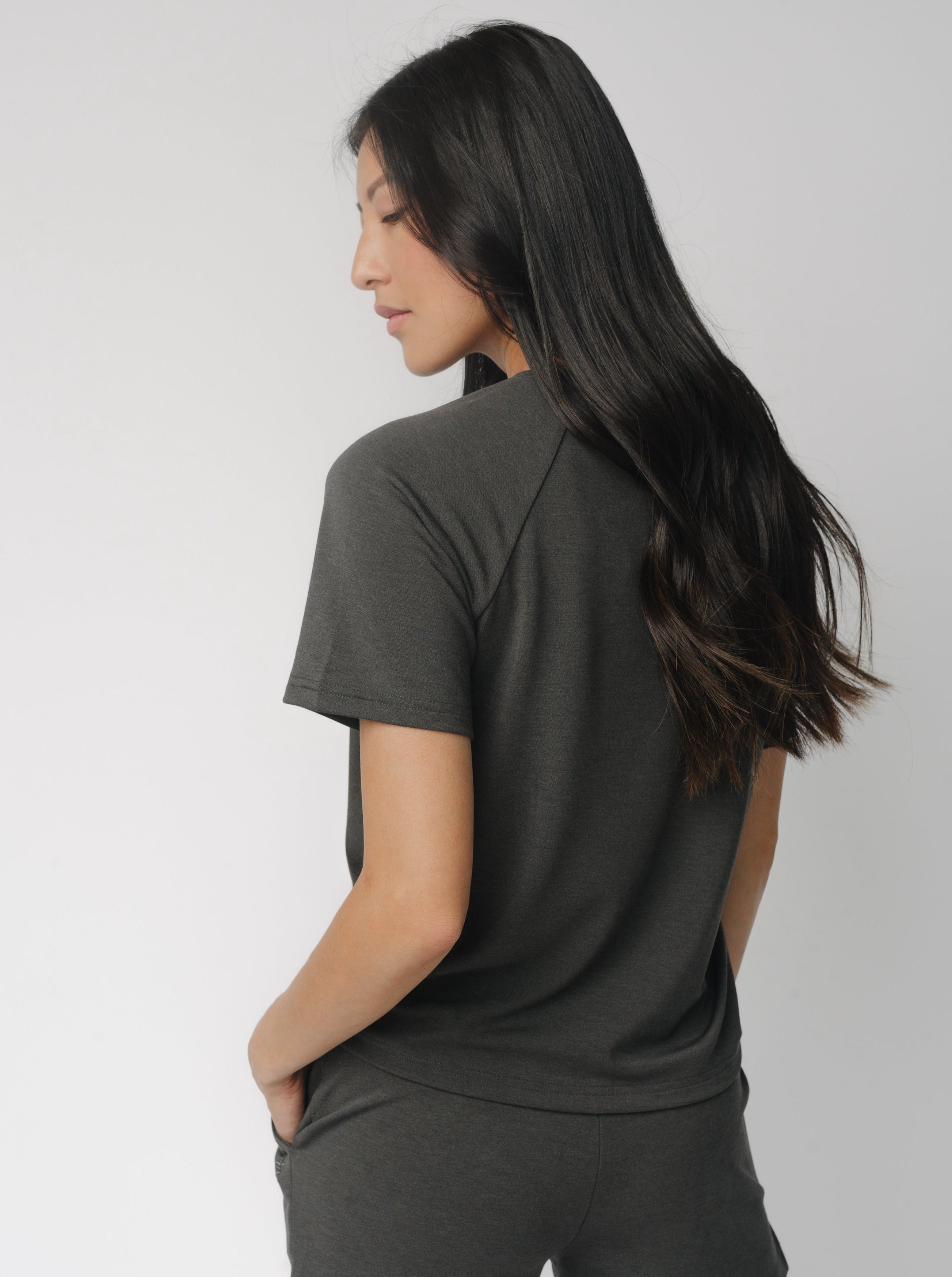 Charcoal Women’s Ultra-Soft Bamboo Raglan Short Sleeve Tee