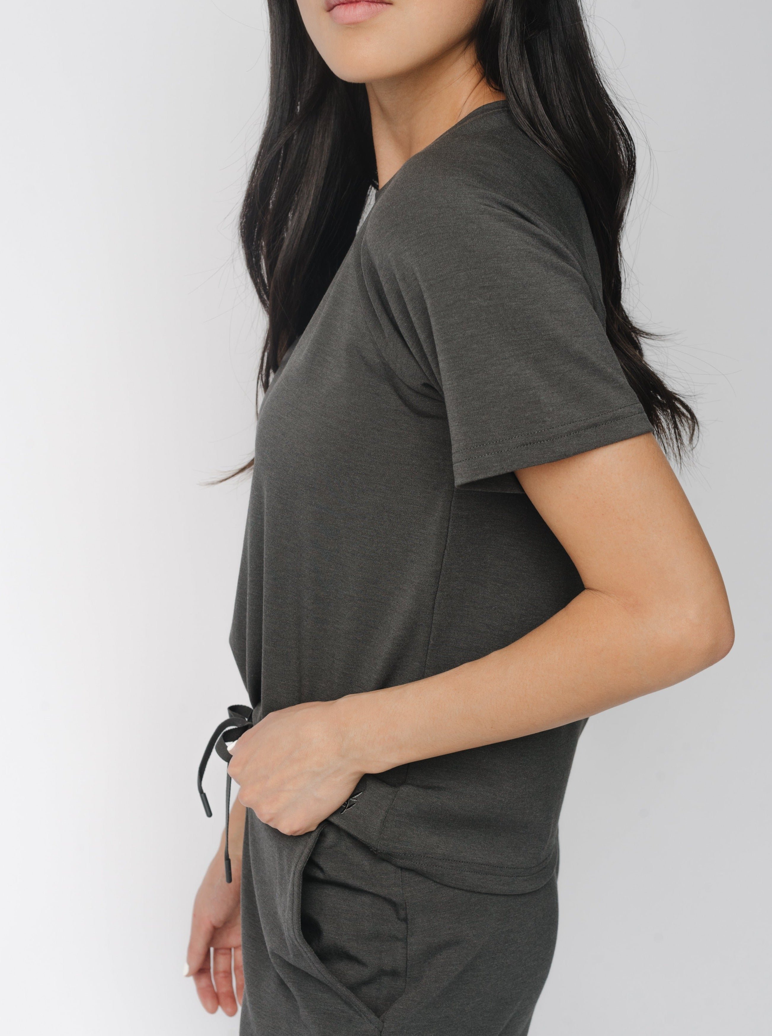 Charcoal Women’s Ultra-Soft Bamboo Raglan Short Sleeve Tee