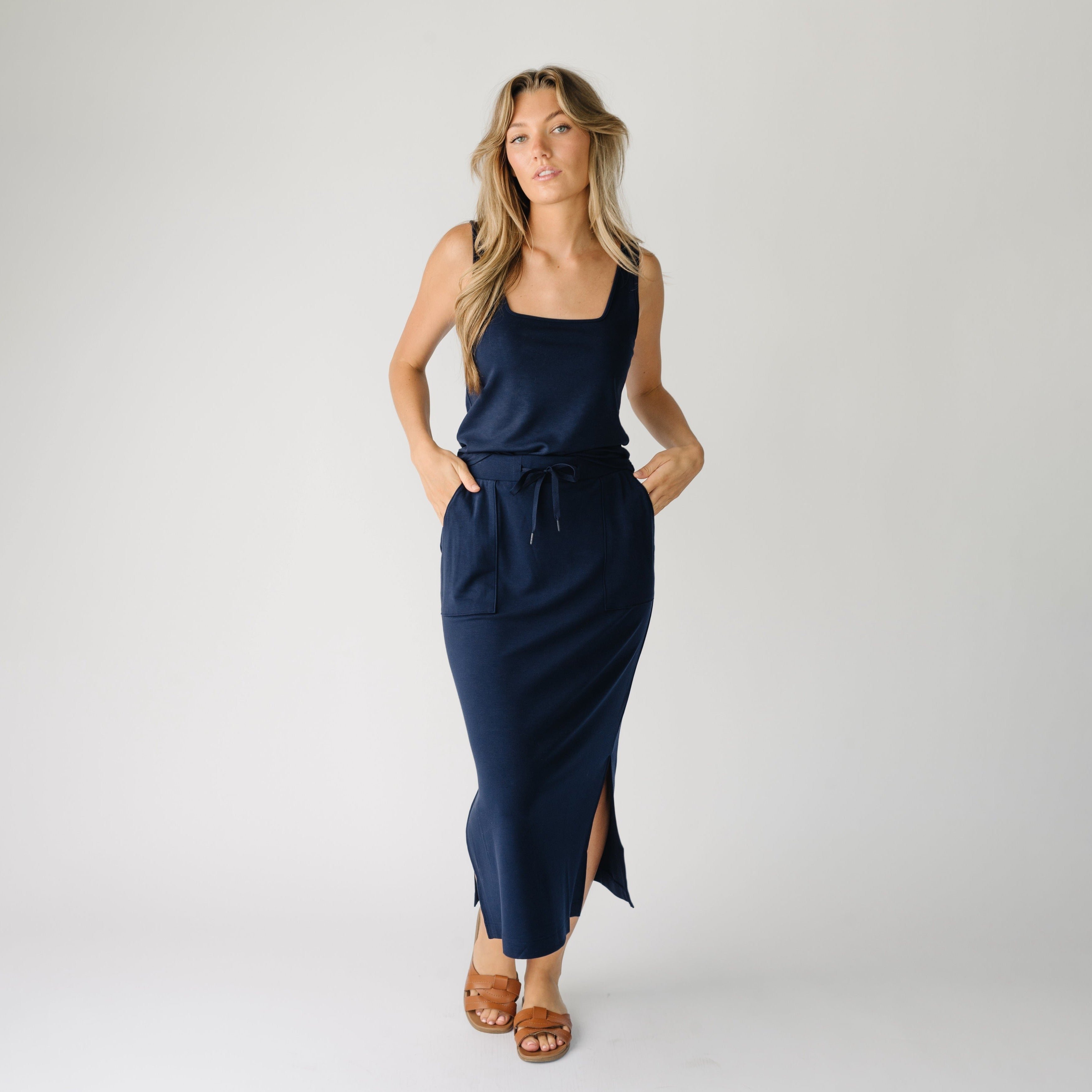 Navy Women’s Ultra-Soft Bamboo Midi Skirt