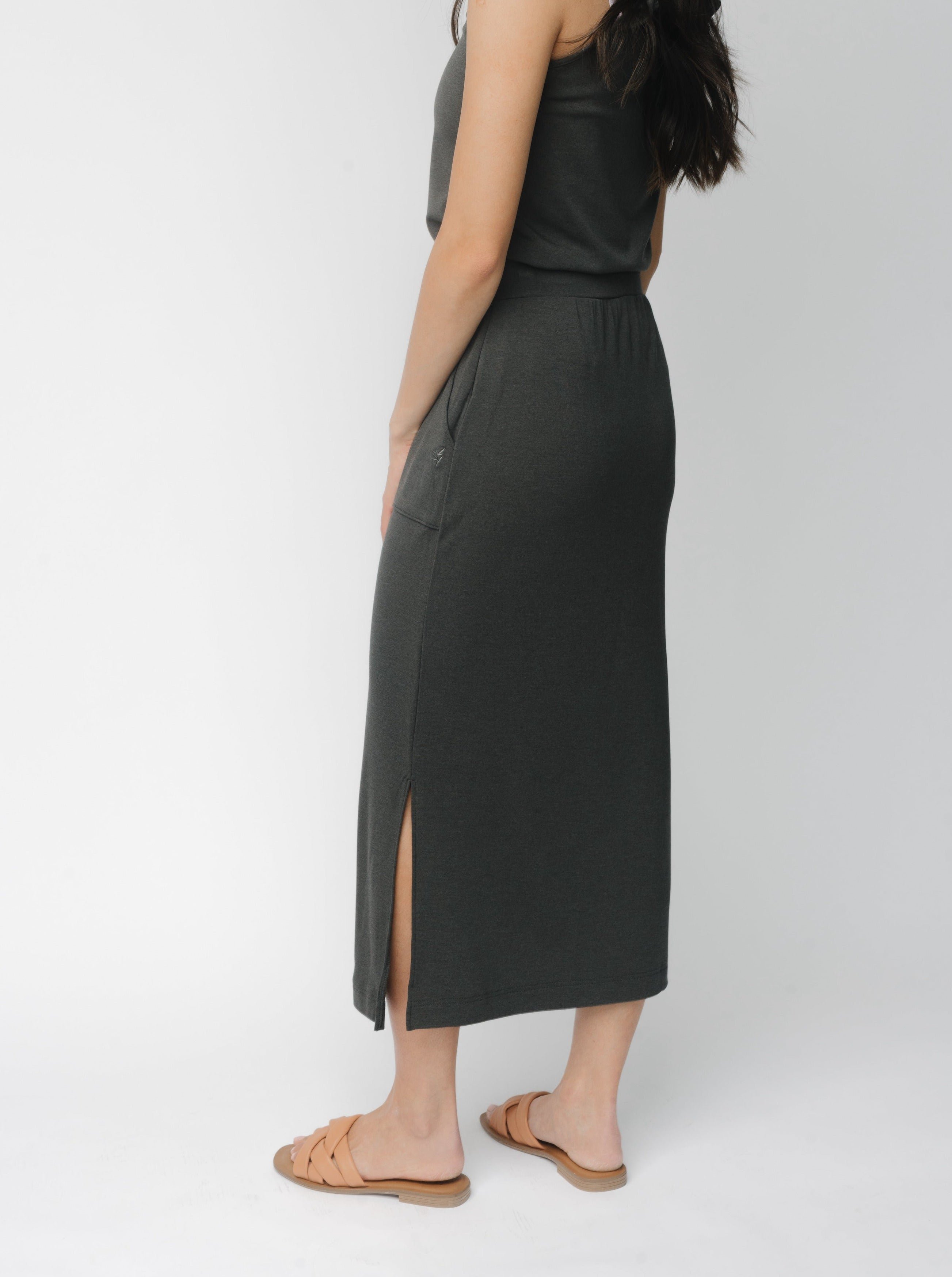 Charcoal Women’s Ultra-Soft Bamboo Midi Skirt